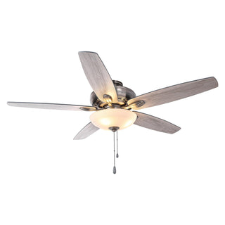 52" Traditional Pull Chain 5 Blades Downrod Flush Mount AC Motor Large Ceiling Fan with Light