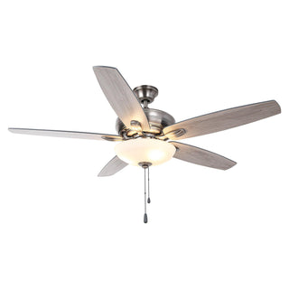 52" Traditional Pull Chain 5 Blades Downrod Flush Mount AC Motor Large Ceiling Fan with Light