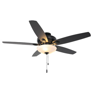 52" Traditional Pull Chain 5 Blades Downrod Flush Mount AC Motor Large Ceiling Fan with Light