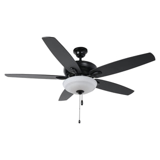 52" Traditional Pull Chain 5 Blades Downrod Flush Mount AC Motor Large Ceiling Fan with Light