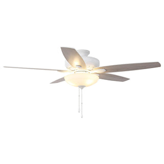 52" Traditional Pull Chain 5 Blades Downrod Flush Mount AC Motor Large Ceiling Fan with Light