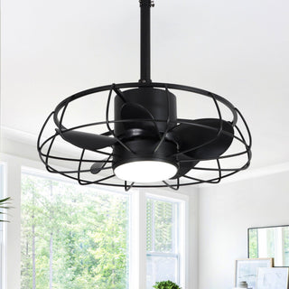 20 Inch Vistula Outdoor DC Motor Black Industrial Hanging Buckle Downrod Ceiling Fan with Light