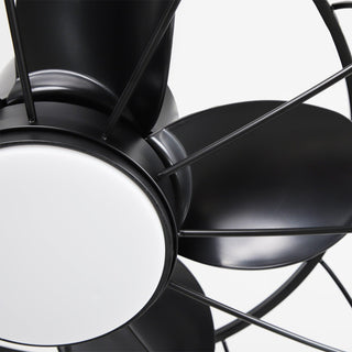 20 Inch Vistula Outdoor DC Motor Black Industrial Hanging Buckle Downrod Ceiling Fan with Light