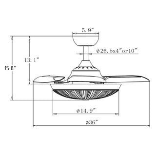 36" Brownesville Modern Chrome Downrod Mount Crystal Ceiling Fan with Lighting and Remote Control