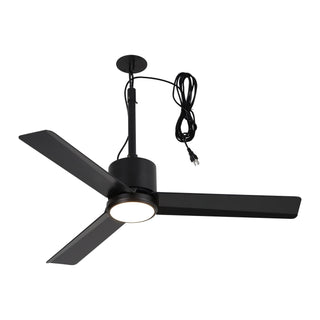 42 Inch IP65 Black Anywhere Waterproof Ceiling Fan with LED Light and Convenient Hanging Hook