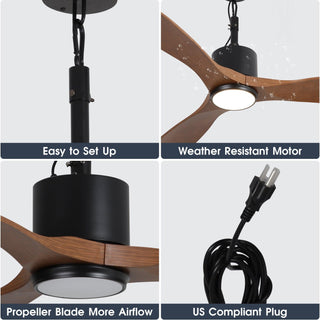 42 Inch Dniester IP65 Outdoor Modern Hanging Buckle Ceiling Fan with Light