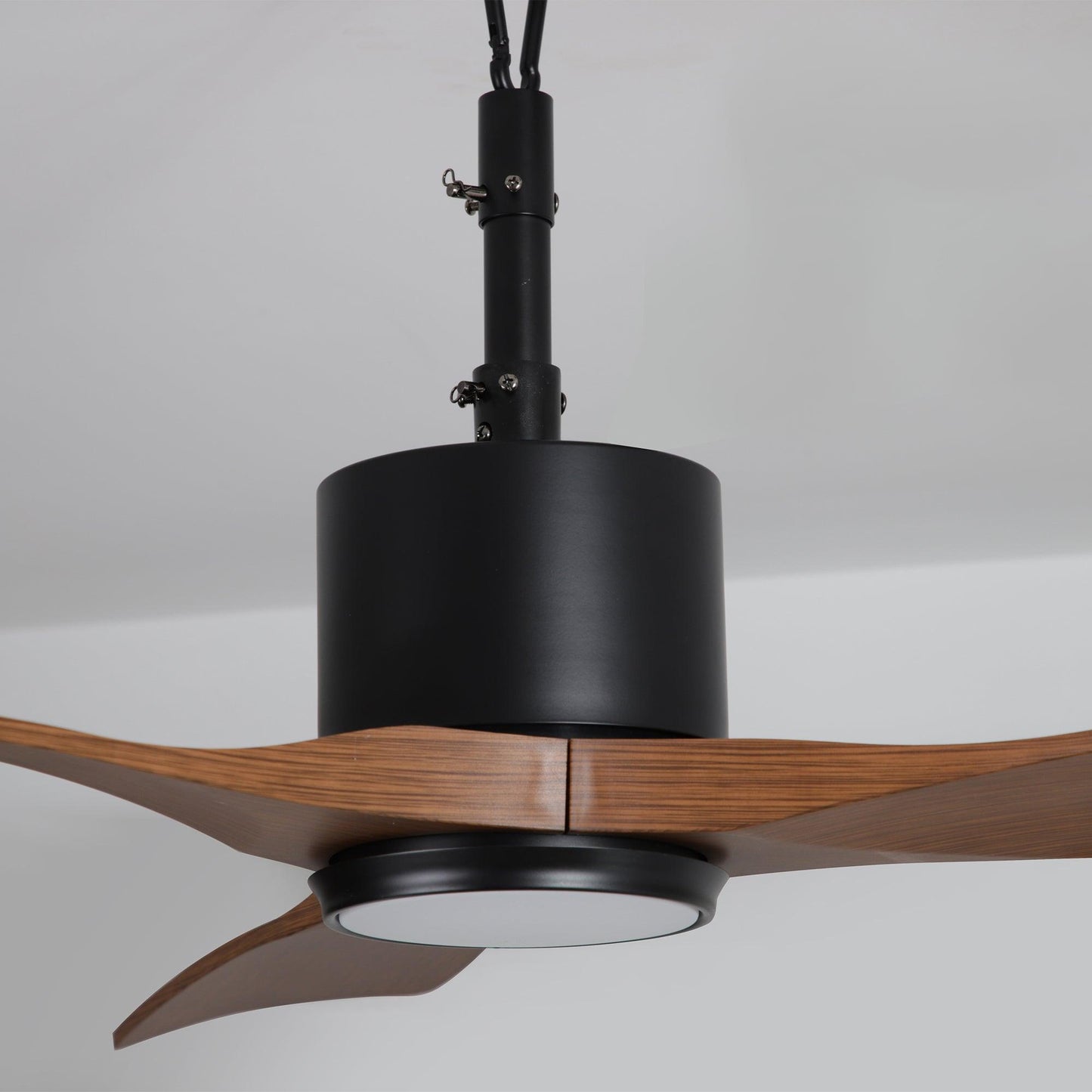 42 Inch Dniester IP65 Outdoor DC Motor Black Modern Hanging Buckle Downrod Ceiling Fan with Light