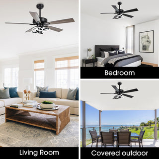 52 Inch Oregon DC Motor Modern Downrod Ceiling Fan with LED Light