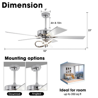 52 Inch Oregon DC Motor Modern Downrod Ceiling Fan with LED Light
