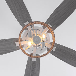 52" Harriet White Farmhouse Ceiling Fan with Light and Remote Control