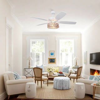 52" Harriet White Farmhouse Ceiling Fan with Light and Remote Control