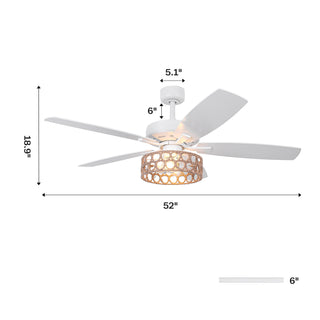 52" Harriet White Farmhouse Ceiling Fan with Light and Remote Control