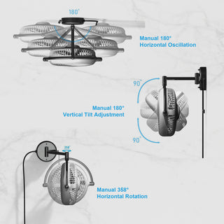 13" Industrial White Bathroom Ceiling Fan with Pull Chain