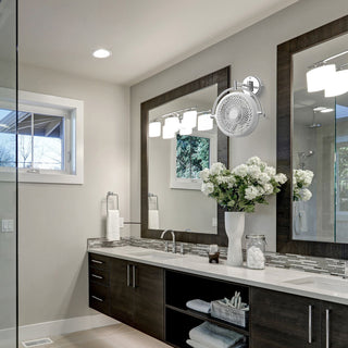 13" Industrial White Bathroom Ceiling Fan with Pull Chain