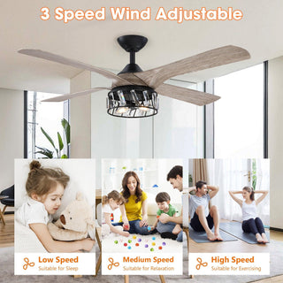 52" Tata Nagar Farmhouse Downrod Mount Reversible Crystal Ceiling Fan with Lighting and Remote Control