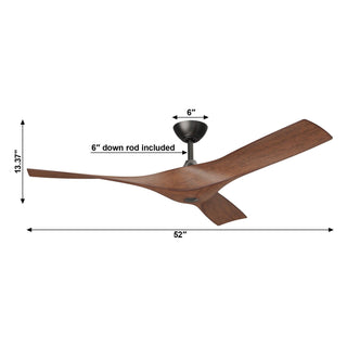 52" Wesley DC Motor Downrod Mount Reversible Ceiling Fan with Remote Control