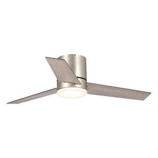 48" Satin Nickel Flush Mount Low Profile Ceiling Fan with LED Lighting