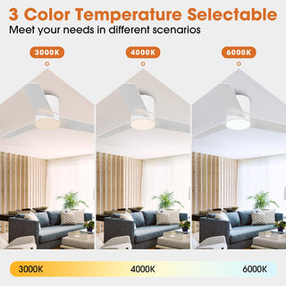 48" Flush Mount Ceiling Fan 3 Blades with LED Lighting and Remote Control