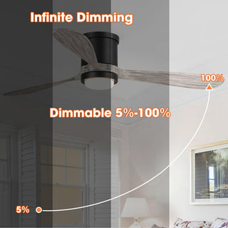 52" Anyan Farmhouse Flush Mount Reversible Ceiling Fan with Lighting and Remote Control