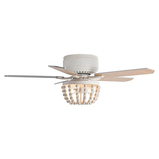 48" New Delhi Farmhouse Flush Mount Reversible Ceiling Fan with Lighting and Remote Control