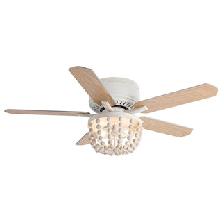 48" New Delhi Farmhouse Flush Mount Reversible Ceiling Fan with Lighting and Remote Control