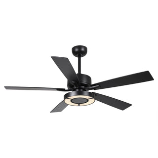 52" 5 Blades Black Ceiling Fan with Lighting