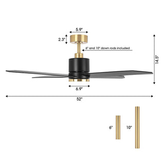 52" Ashby Industrial Satin Nickel DC Motor Ceiling Fan with LED Lighting and Remote Control