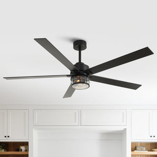 65" Downrod Mount Modern Reversible Ceiling Fan with Lighting and Remote Control
