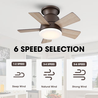 24" Farmhouse Oil-Rubbed Bronze Flush Mount Reversible Iron Ceiling Fan with Lighting and Remote Control