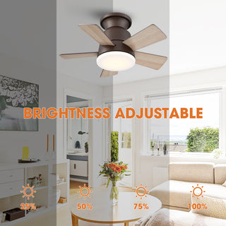24" Farmhouse Oil-Rubbed Bronze Flush Mount Reversible Iron Ceiling Fan with Lighting and Remote Control