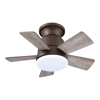 24" Farmhouse Oil-Rubbed Bronze Flush Mount Reversible Iron Ceiling Fan with Lighting and Remote Control