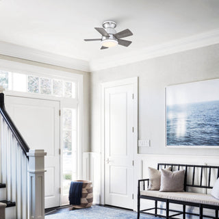 24" Farmhouse Brush Nickel Flush Mount Reversible Iron Ceiling Fan with Lighting and Remote Control