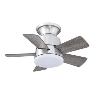 24" Farmhouse Brush Nickel Flush Mount Reversible Iron Ceiling Fan with Lighting and Remote Control