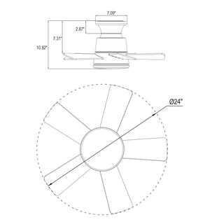 24" Farmhouse Brush Nickel Flush Mount Reversible Iron Ceiling Fan with Lighting and Remote Control