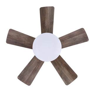 24" Farmhouse Brown Flush Mount Reversible Iron Ceiling Fan with Lighting and Remote Control
