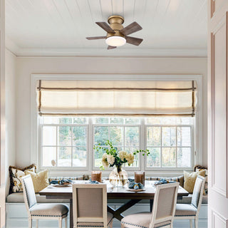 24" Farmhouse Brown Flush Mount Reversible Iron Ceiling Fan with Lighting and Remote Control