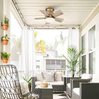 24" Farmhouse Brown Flush Mount Reversible Iron Ceiling Fan with Lighting and Remote Control