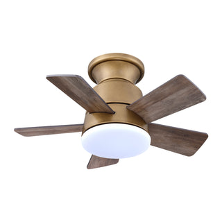 24" Farmhouse Brown Flush Mount Reversible Iron Ceiling Fan with Lighting and Remote Control