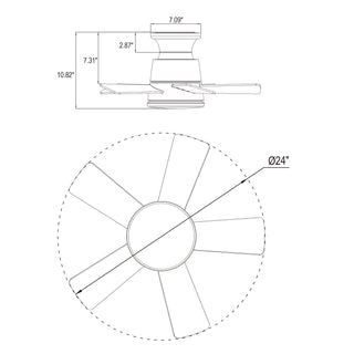 24" Farmhouse Brown Flush Mount Reversible Iron Ceiling Fan with Lighting and Remote Control