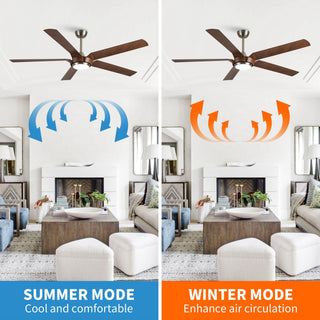 65" Fury Farmhouse DC Motor Downrod Mount Ceiling Fan with Lighting and Remote Control