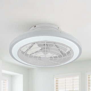 20" Ikon White Modern DC Motor Flush Mount Reversible Ceiling Fan with LED Lighting and Remote Control