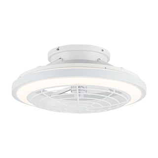 20" Ikon White Modern DC Motor Flush Mount Reversible Ceiling Fan with LED Lighting and Remote Control