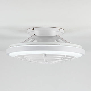 20" Ikon White Modern DC Motor Flush Mount Reversible Ceiling Fan with LED Lighting and Remote Control