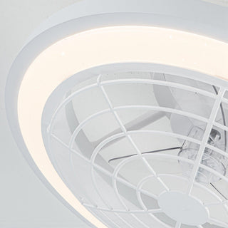 20" Ikon White Modern DC Motor Flush Mount Reversible Ceiling Fan with LED Lighting and Remote Control