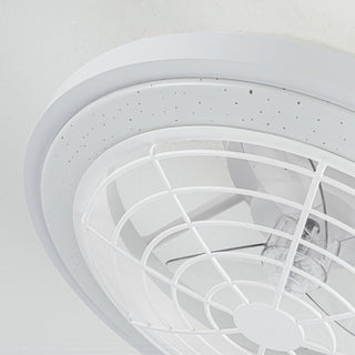 20" Ikon White Modern DC Motor Flush Mount Reversible Ceiling Fan with LED Lighting and Remote Control