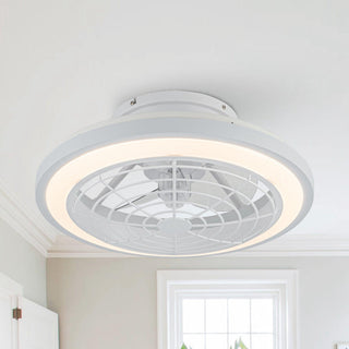 20" Ikon White Modern DC Motor Flush Mount Reversible Ceiling Fan with LED Lighting and Remote Control
