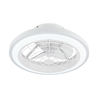 20" Ikon White Modern DC Motor Flush Mount Reversible Ceiling Fan with LED Lighting and Remote Control