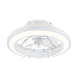 20" Ikon White Modern DC Motor Flush Mount Reversible Ceiling Fan with LED Lighting and Remote Control