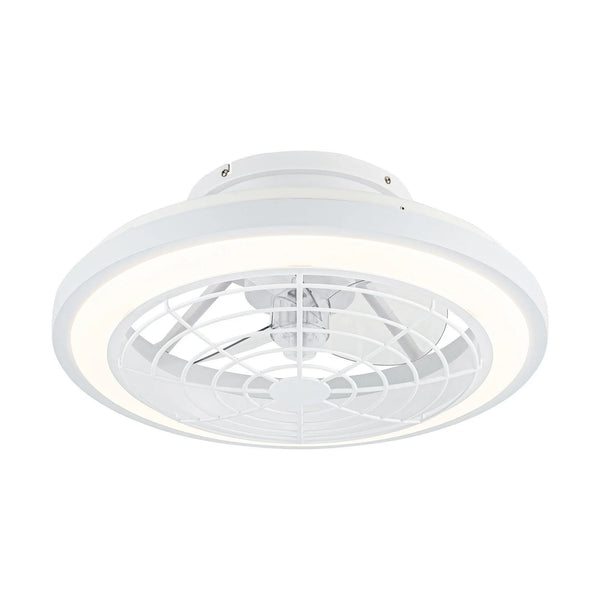 20" Ikon White Modern DC Motor Flush Mount Reversible Ceiling Fan with LED Lighting and Remote Control - Vaczon