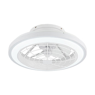 20" Ikon White Modern DC Motor Flush Mount Reversible Ceiling Fan with LED Lighting and Remote Control